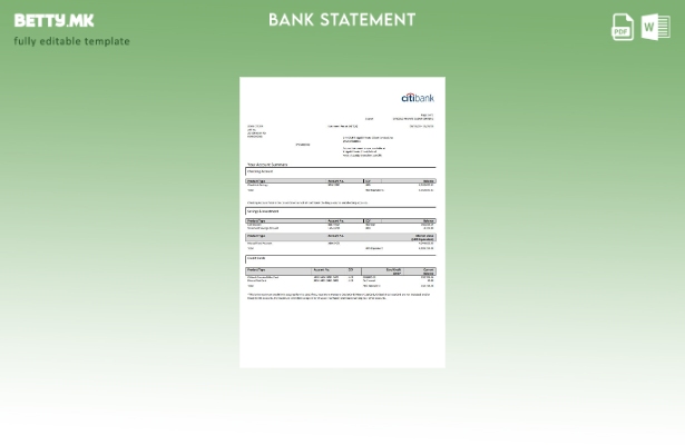 Модерен стил, шаблон ексел за изјава за кредитна картичка на Хонг Конг Citibank